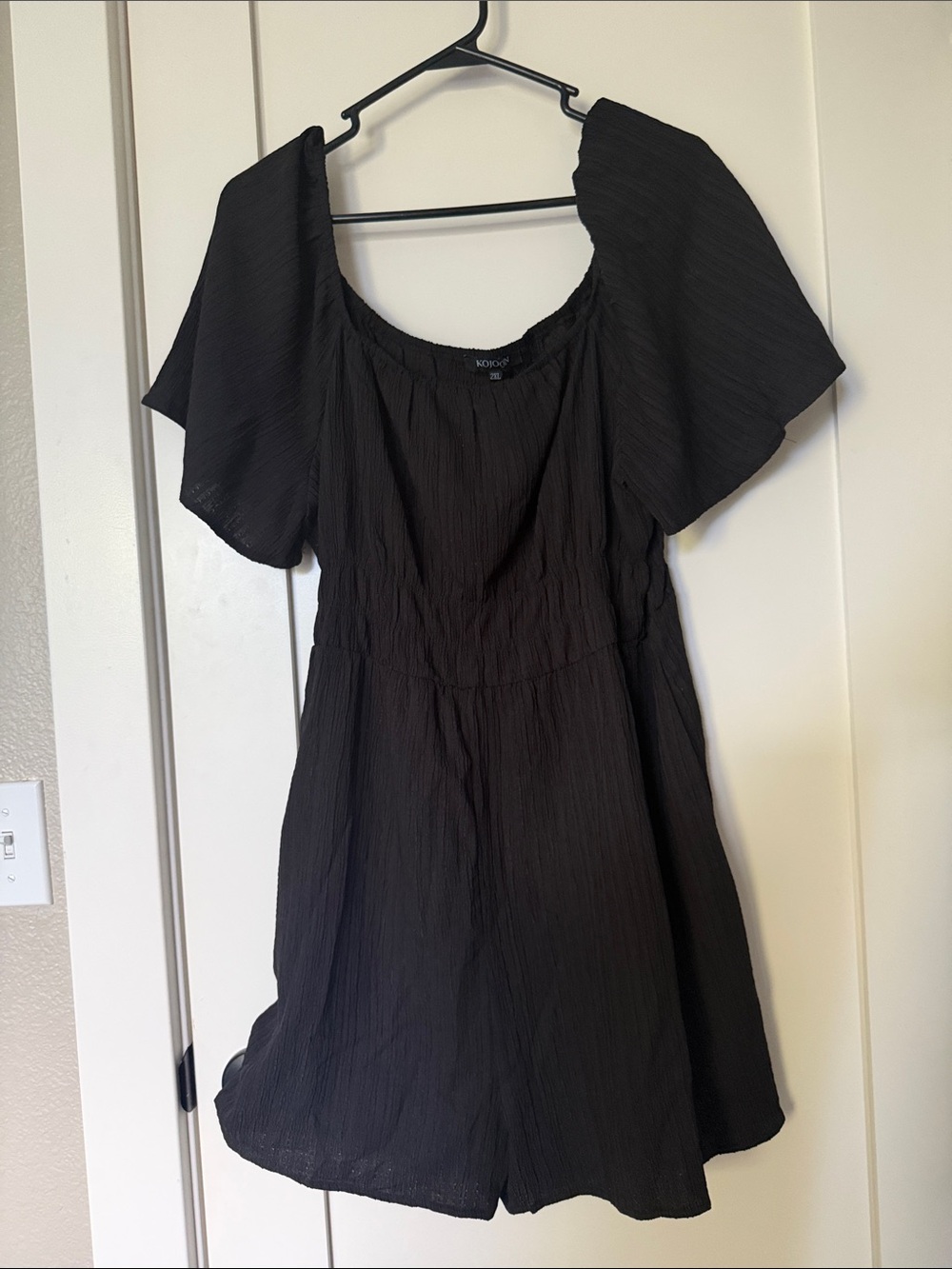 Black Romper with Flutter Sleeves